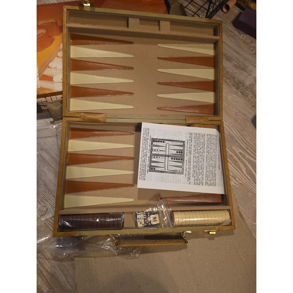 Vintage Cardinal Prestige Backgammon Game No.147 Faux Leather Travel Case NOB